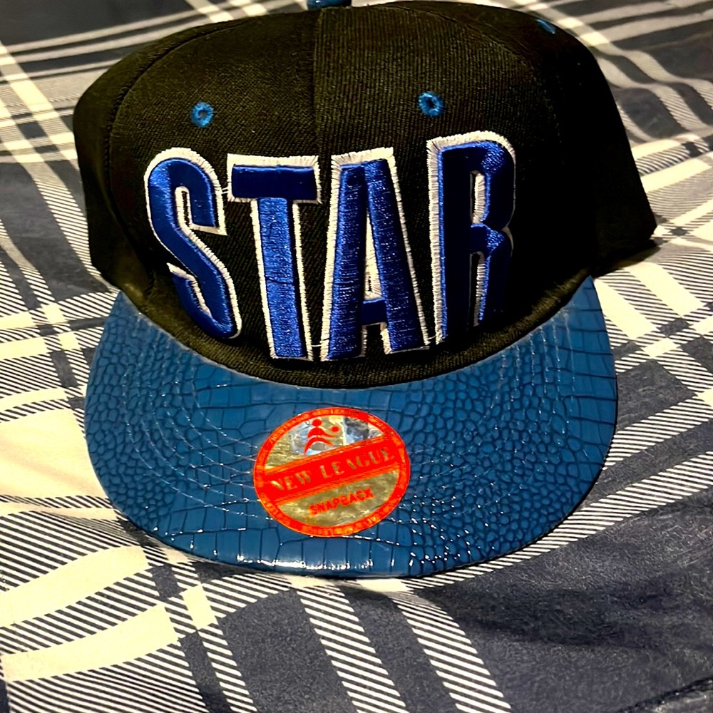 “STAR” Logo ball cap, Snapback, Blue & Black